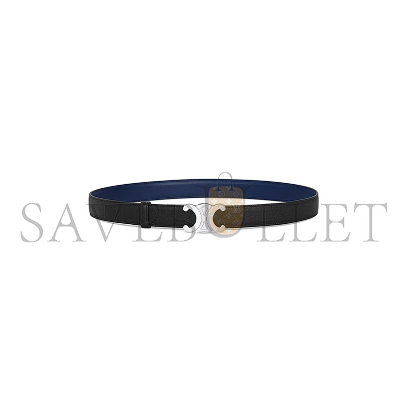 CELINE BELT TRIOMPHE BUCKLE IN METAL & REVERSIBLE STRAP 25MM IN SMOOTH AND GRAINED CALFSKIN 45BND6ATZ.36SI